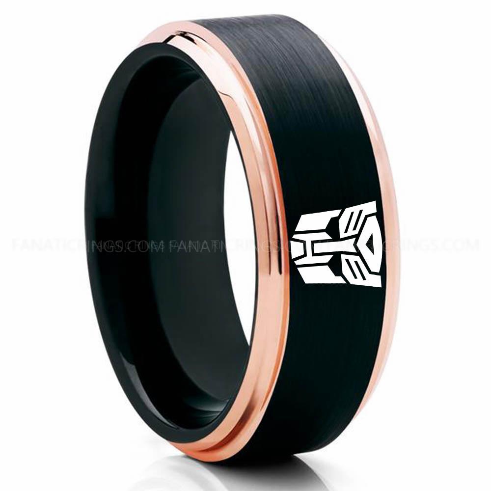 Auto Bot Black Pink (2) Autobot Ring, Transformers Wedding Band, Autobot Wedding Ring, Transformers Jewelry - Image 1