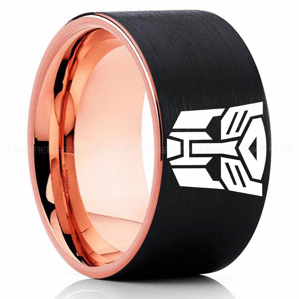 Auto Bot Black Pink (3) Autobot Ring, Transformers Wedding Band, Autobot Wedding Ring, Transformers Jewelry - Image 1
