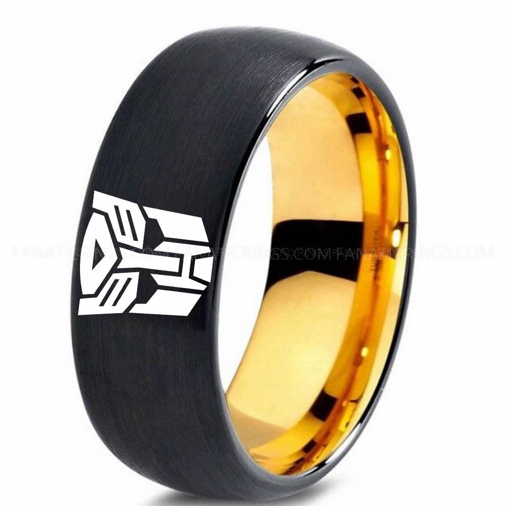 Auto Bot Black Yellow Autobot Ring, Transformers Wedding Band, Autobot Wedding Ring, Transformers Jewelry - Image 1