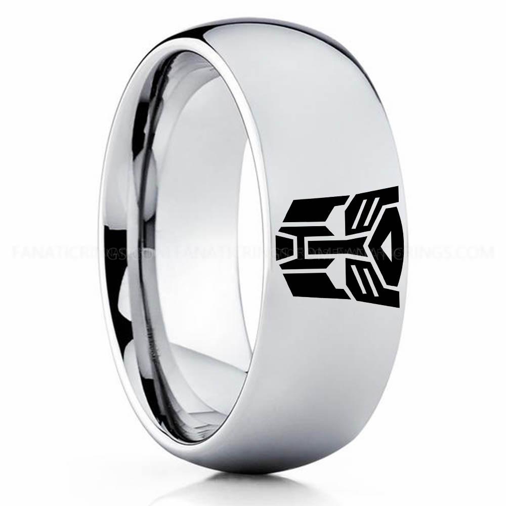 Auto Bot Silver (2) Autobot Ring, Transformers Wedding Band, Autobot Wedding Ring, Transformers Jewelry - Image 1