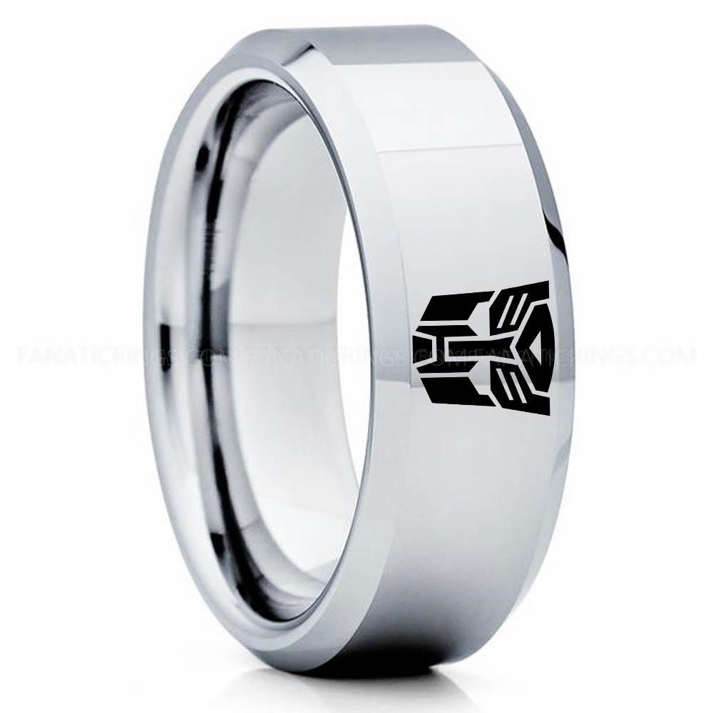 Auto Bot Silver (3) Autobot Ring, Transformers Wedding Band, Autobot Wedding Ring, Transformers Jewelry - Image 1