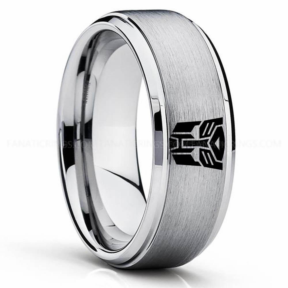 Auto Bot Silver (4) Autobot Ring, Transformers Wedding Band, Autobot Wedding Ring, Transformers Jewelry - Image 1