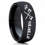 Til Valhalla Ring, Viking Ring, Runes Ring, Valknut Ring, Nordic Ring, Norsemen Ring, Nordic Runes Ring, Black Tungsten Band
