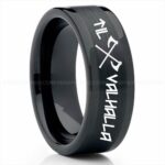 Til Valhalla Ring, Viking Ring, Runes Ring, Valknut Ring, Nordic Ring, Norsemen Ring, Nordic Runes Ring, Black Tungsten Band