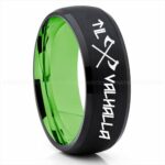 Til Valhalla Ring, Viking Ring, Runes Ring, Valknut Ring, Nordic Ring, Norsemen Ring, Nordic Runes Ring, Black Tungsten Band