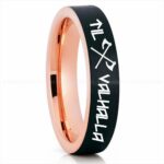 Til Valhalla Ring, Viking Ring, Runes Ring, Valknut Ring, Nordic Ring, Norsemen Ring, Nordic Runes Ring, Black Tungsten Band