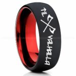 Til Valhalla Ring, Viking Ring, Runes Ring, Valknut Ring, Nordic Ring, Norsemen Ring, Nordic Runes Ring, Black Tungsten Band