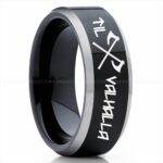 Til Valhalla Ring, Viking Ring, Runes Ring, Valknut Ring, Nordic Ring, Norsemen Ring, Nordic Runes Ring, Black Tungsten Band