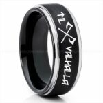 Til Valhalla Ring, Viking Ring, Runes Ring, Valknut Ring, Nordic Ring, Norsemen Ring, Nordic Runes Ring, Black Tungsten Band