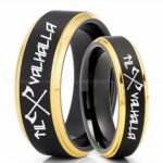 Til Valhalla Rings, Viking Rings, Runes Rings, Valknut Rings, Nordic Rings, Norsemen Rings, Nordic Runes Rings, Black Tungsten Bands
