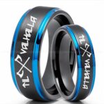 Til Valhalla Rings, Viking Rings, Runes Rings, Valknut Rings, Nordic Rings, Norsemen Rings, Nordic Runes Rings, Black Tungsten Bands