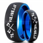 Til Valhalla Rings, Viking Rings, Runes Rings, Valknut Rings, Nordic Rings, Norsemen Rings, Nordic Runes Rings, Black Tungsten Bands