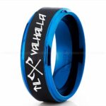 Til Valhalla Ring, Viking Ring, Runes Ring, Valknut Ring, Nordic Ring, Norsemen Ring, Nordic Runes Ring, Black Tungsten Band