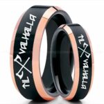 Til Valhalla Rings, Viking Rings, Runes Rings, Valknut Rings, Nordic Rings, Norsemen Rings, Nordic Runes Rings, Black Tungsten Bands