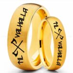 Til Valhalla Rings, Viking Rings, Runes Rings, Valknut Rings, Nordic Rings, Norsemen Rings, Nordic Runes Rings, Gold Tungsten Bands