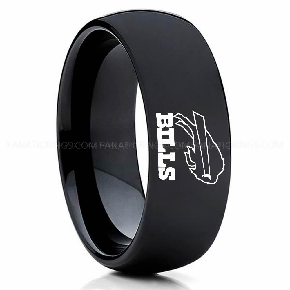 Bills (1) Black (1) Bills Ring, Bills Wedding Band, Bills Wedding Ring, Bills Jewelry - Image 1