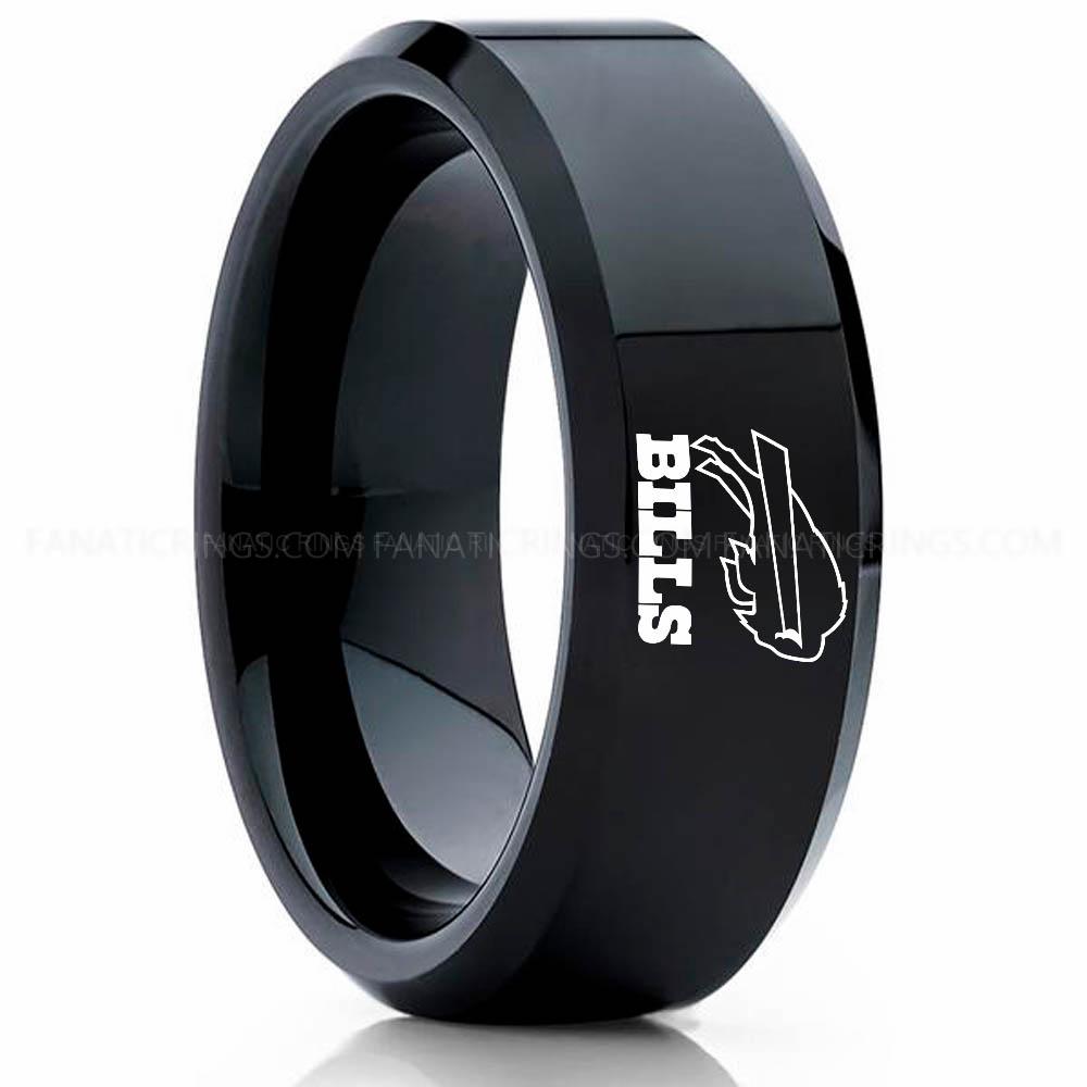 Bills (1) Black (2) Bills Ring, Bills Wedding Band, Bills Wedding Ring, Bills Jewelry - Image 1