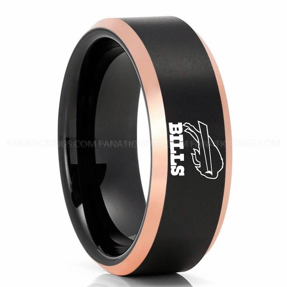 Bills (1) Black Rose Gold Bills Ring, Bills Wedding Band, Bills Wedding Ring, Bills Jewelry - Image 1