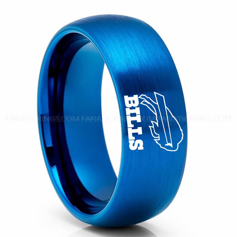 Bills (1) Blue Bills Ring, Bills Wedding Band, Bills Wedding Ring, Bills Jewelry - Image 1