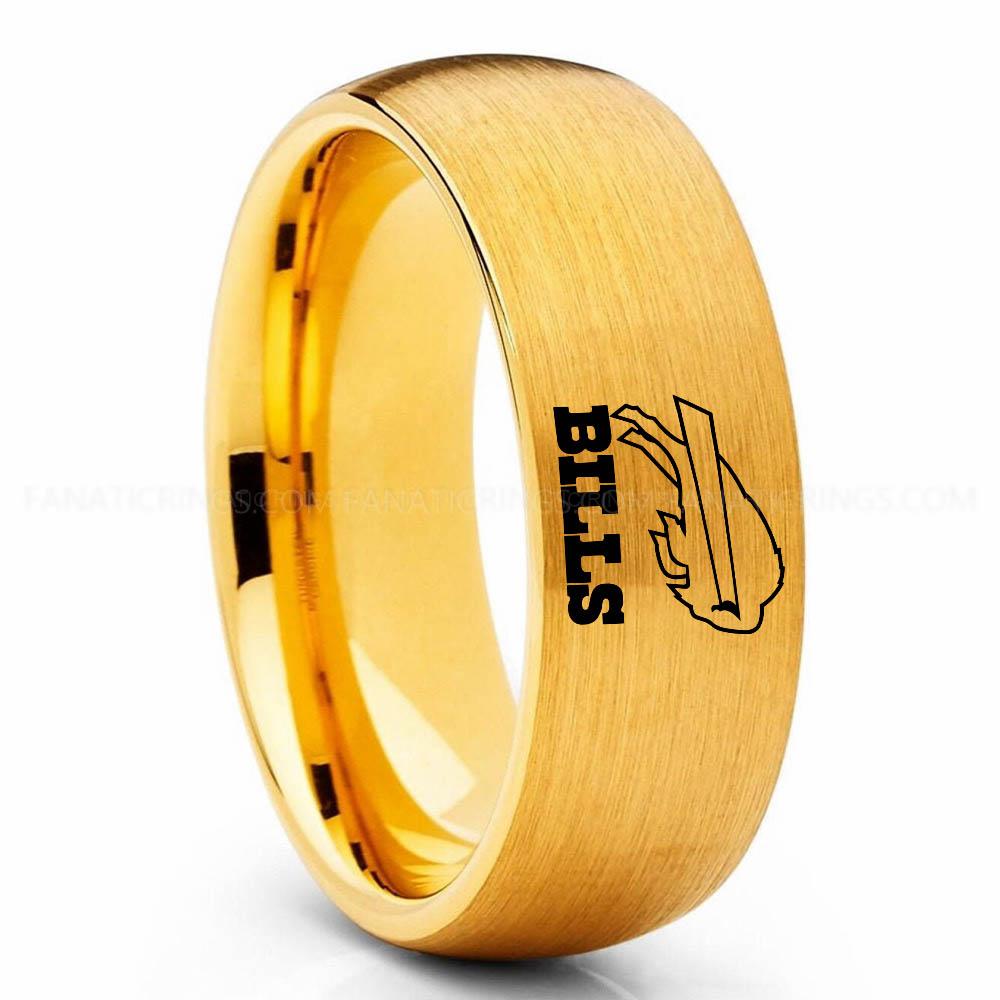 Bills (1) Gold Bills Ring, Bills Wedding Band, Bills Wedding Ring, Bills Jewelry - Image 1