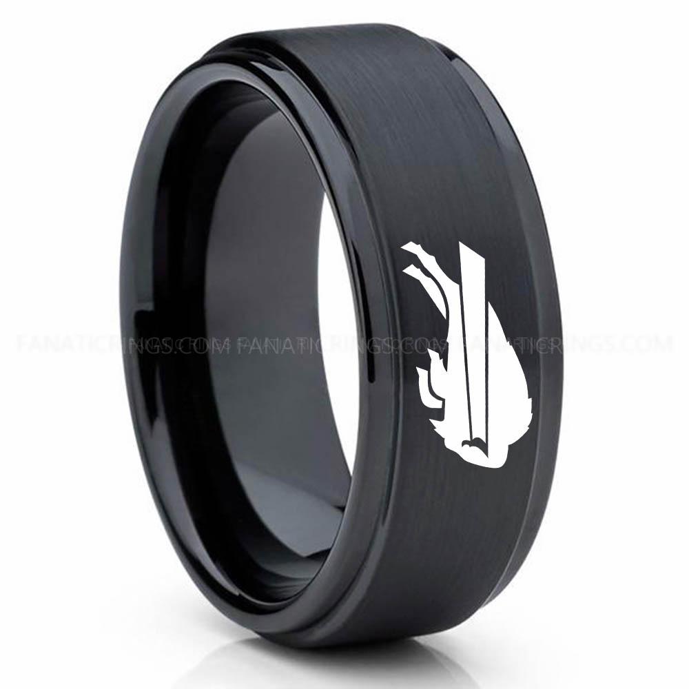 Bills (2) Black (3) Bills Ring, Bills Wedding Band, Bills Wedding Ring, Bills Jewelry - Image 1