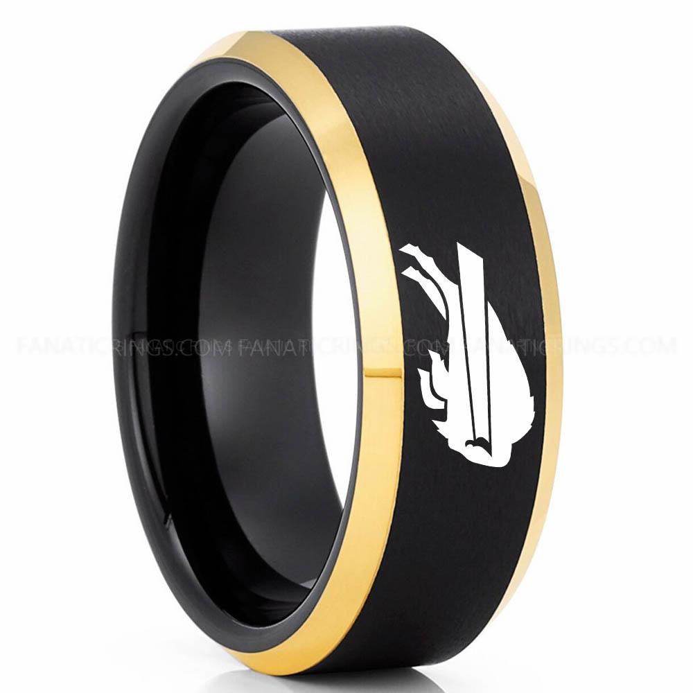 Bills (2) Black Gold Bills Ring, Bills Wedding Band, Bills Wedding Ring, Bills Jewelry - Image 1