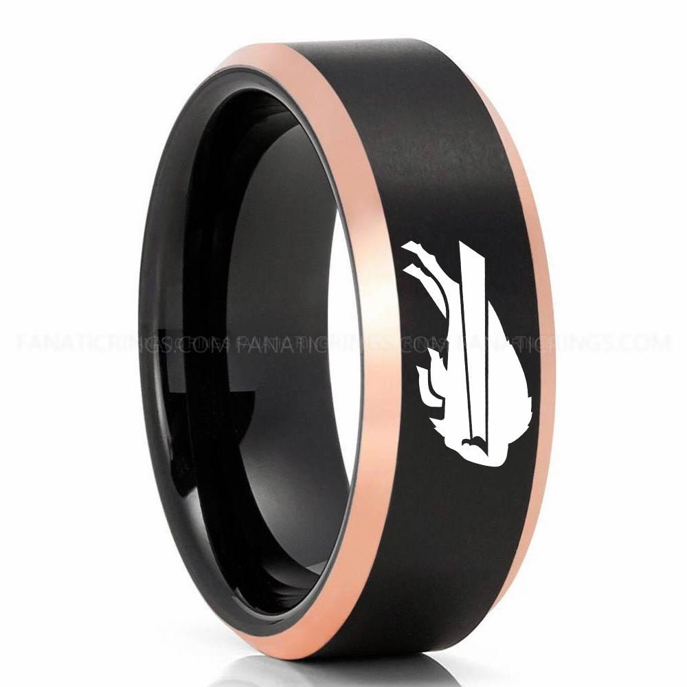 Bills (2) Black Rose Gold Bills Ring, Bills Wedding Band, Bills Wedding Ring, Bills Jewelry - Image 1