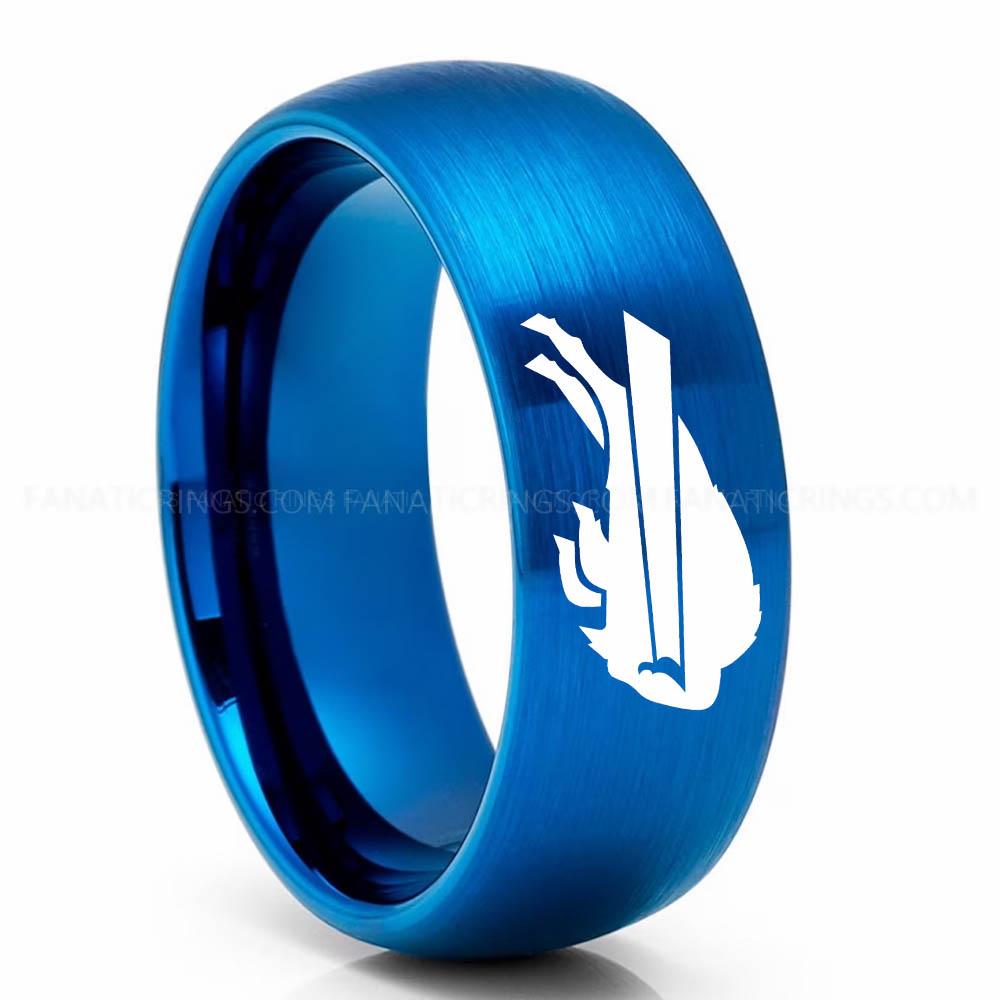 Bills (2) Blue Bills Ring, Bills Wedding Band, Bills Wedding Ring, Bills Jewelry - Image 1