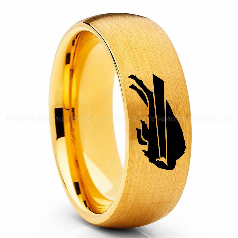 Bills (2) Gold Bills Ring, Bills Wedding Band, Bills Wedding Ring, Bills Jewelry - Image 1
