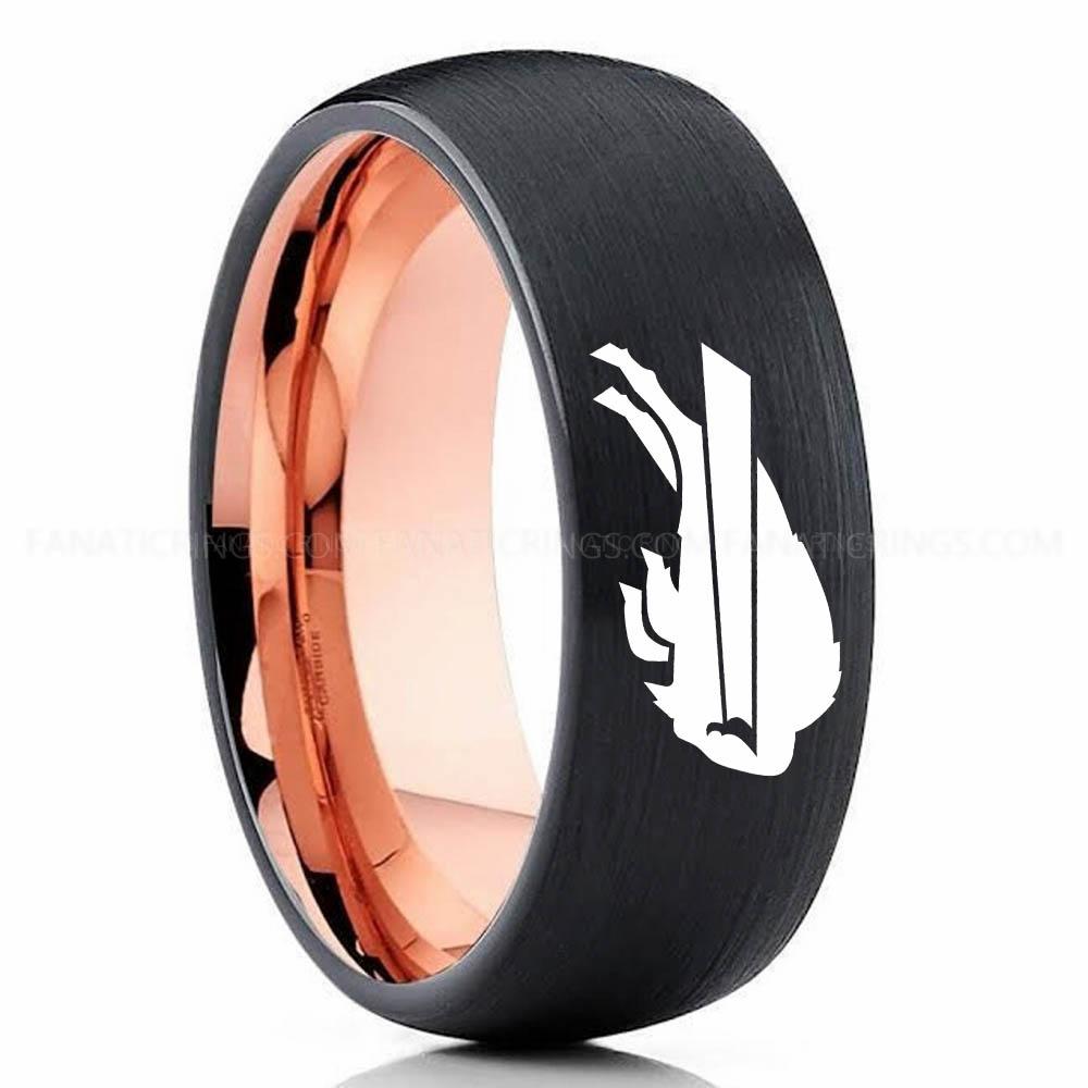 Bills (2) Pink Black Bills Ring, Bills Wedding Band, Bills Wedding Ring, Bills Jewelry - Image 1