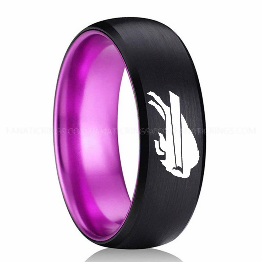 Bills (2) Purple Black Bills Ring, Bills Wedding Band, Bills Wedding Ring, Bills Jewelry - Image 1