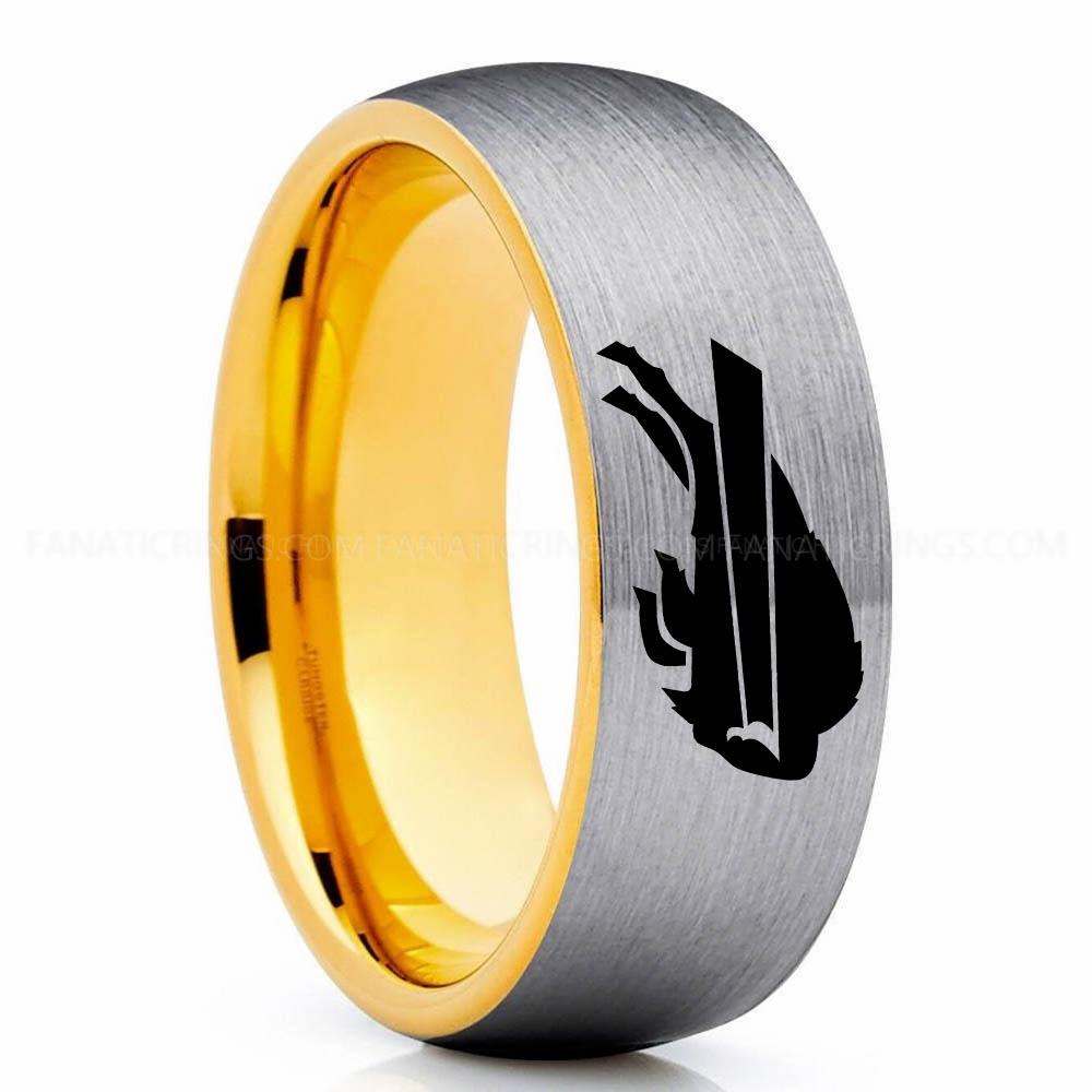 Bills (2) Silver Gold Bills Ring, Bills Wedding Band, Bills Wedding Ring, Bills Jewelry - Image 1