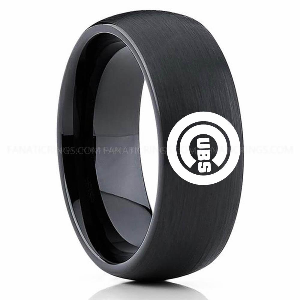 Black 2 Cubs Cubs Ring, Cubs Wedding Ring, Baseball Wedding Ring, Baseball Ring, Black Wedding Ring, Baseball Wedding Band, Baseball Jewelry - Image 1
