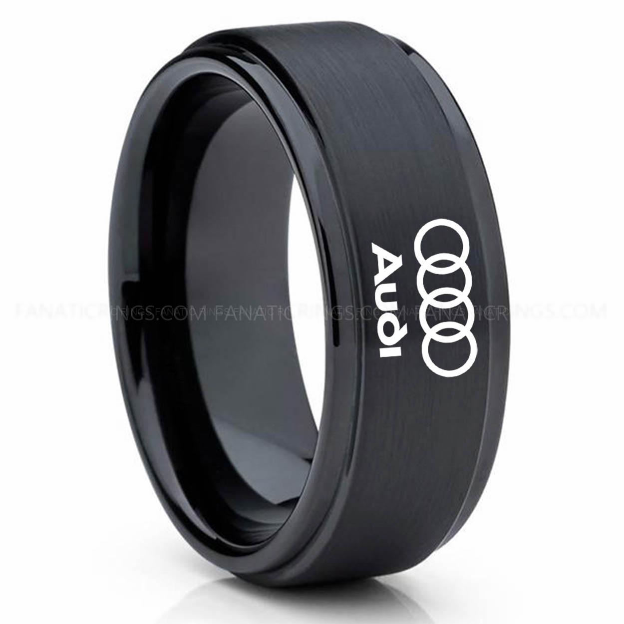 Black (3) AUDI Audi Ring, Black Audi Ring, Black Tungsten Ring, Black Wedding Ring, Tungsten Wedding Band, Black Tungsten Wedding Ring - Image 1