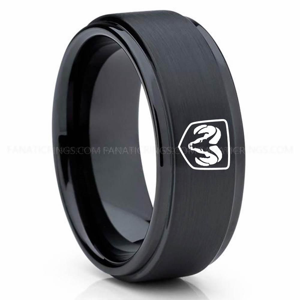 Black (3) RAM (1) Dodge Ram Ring, Black Dodge Ram Ring, Black Tungsten Ring, Truck Ring, Black Wedding Ring, Tungsten Wedding Band, Black Tungsten Wedding Ring - Image 1