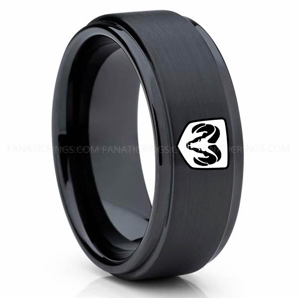 Black (3) RAM Dodge Ram Ring, Black Dodge Ram Ring, Black Tungsten Ring, Truck Ring, Black Wedding Ring, Tungsten Wedding Band, Black Tungsten Wedding Ring - Image 1