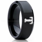 Rangers Ring, Rangers Wedding Ring, Baseball Wedding Ring, Baseball Ring, Black Wedding Ring, Baseball Wedding Band, Baseball Jewelry