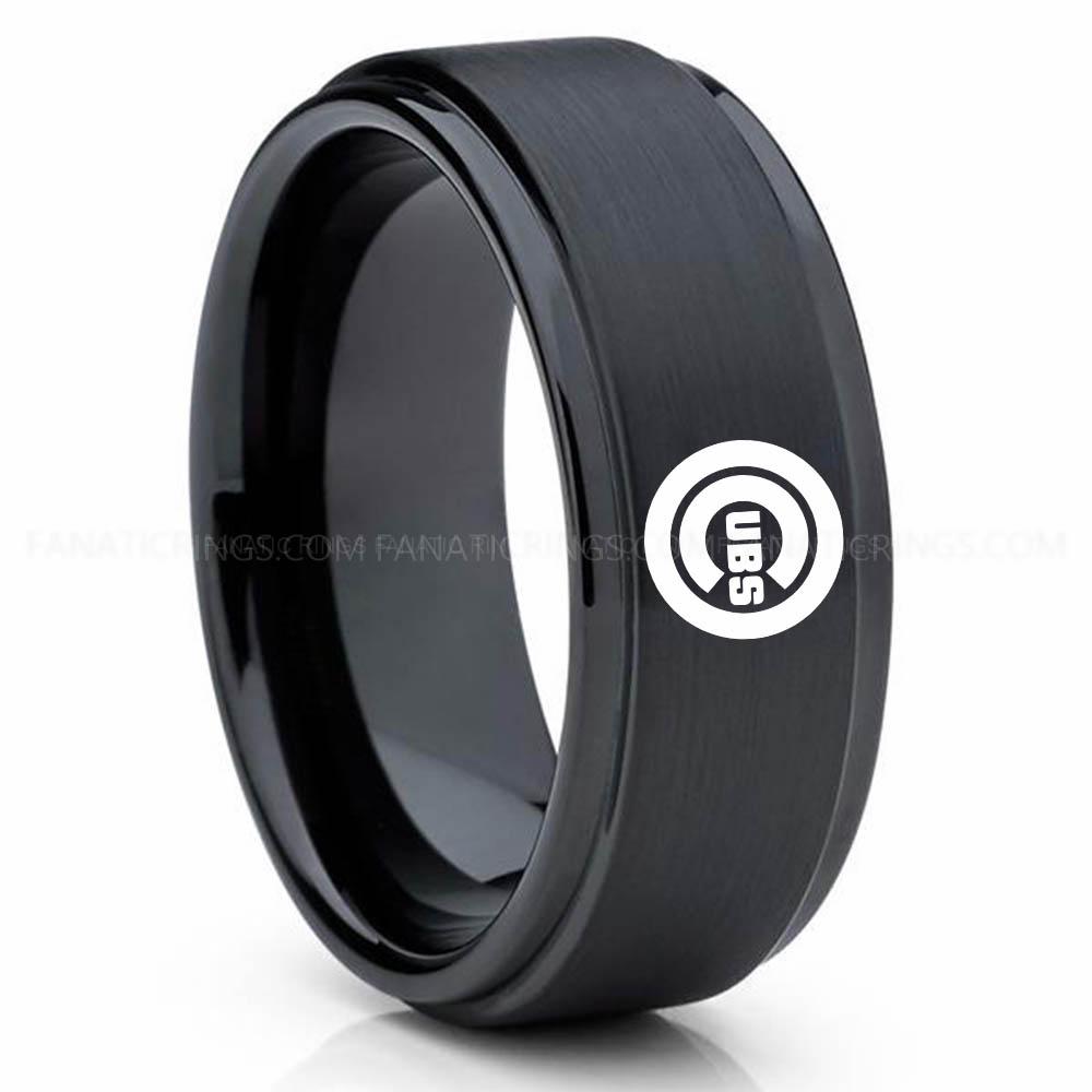 Black 5 Cubs Cubs Ring, Cubs Wedding Ring, Baseball Wedding Ring, Baseball Ring, Black Wedding Ring, Baseball Wedding Band, Baseball Jewelry - Image 1