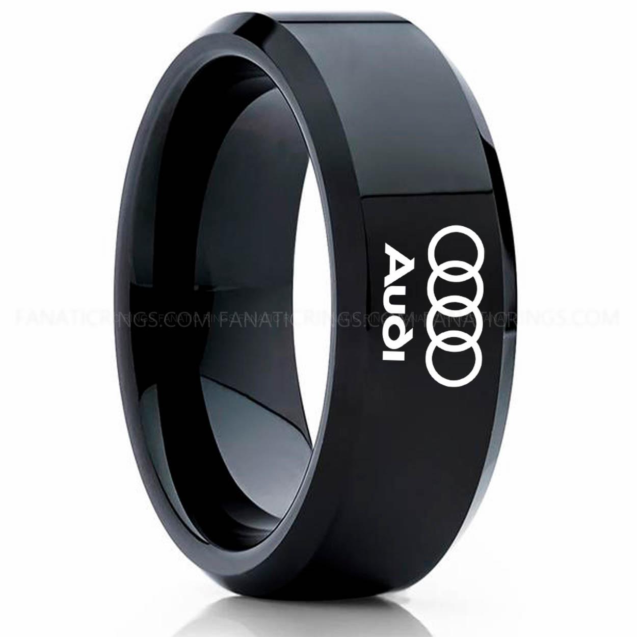 Black AUDI (2) Audi Ring, Black Audi Ring, Black Tungsten Ring, Black Wedding Ring, Tungsten Wedding Band, Black Tungsten Wedding Ring - Image 1