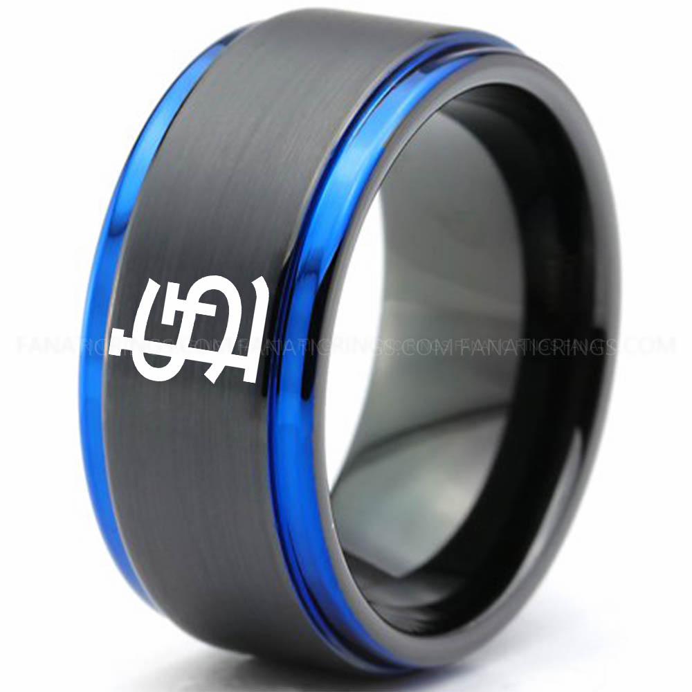 Black Blue 2 Cardinals Cardinals Ring, Black Cardinals Ring, Baseball Wedding Ring, Baseball Ring, Black Wedding Ring, Baseball Wedding Band, Baseball Jewelry - Image 1