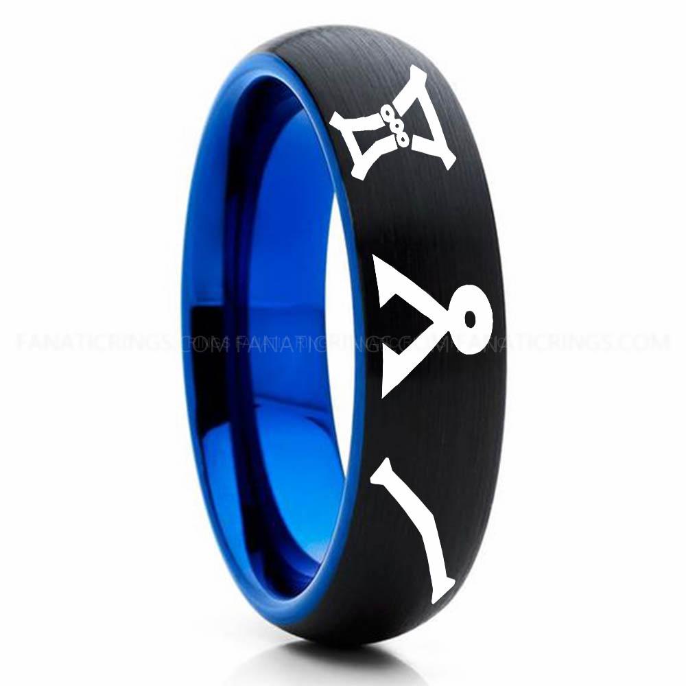 Black Blue 3 Character 2 Stargate Ring, Stargate Earth Ring, Earth Ring, Stargate Jewelry, Stargate Wedding Band - Image 1