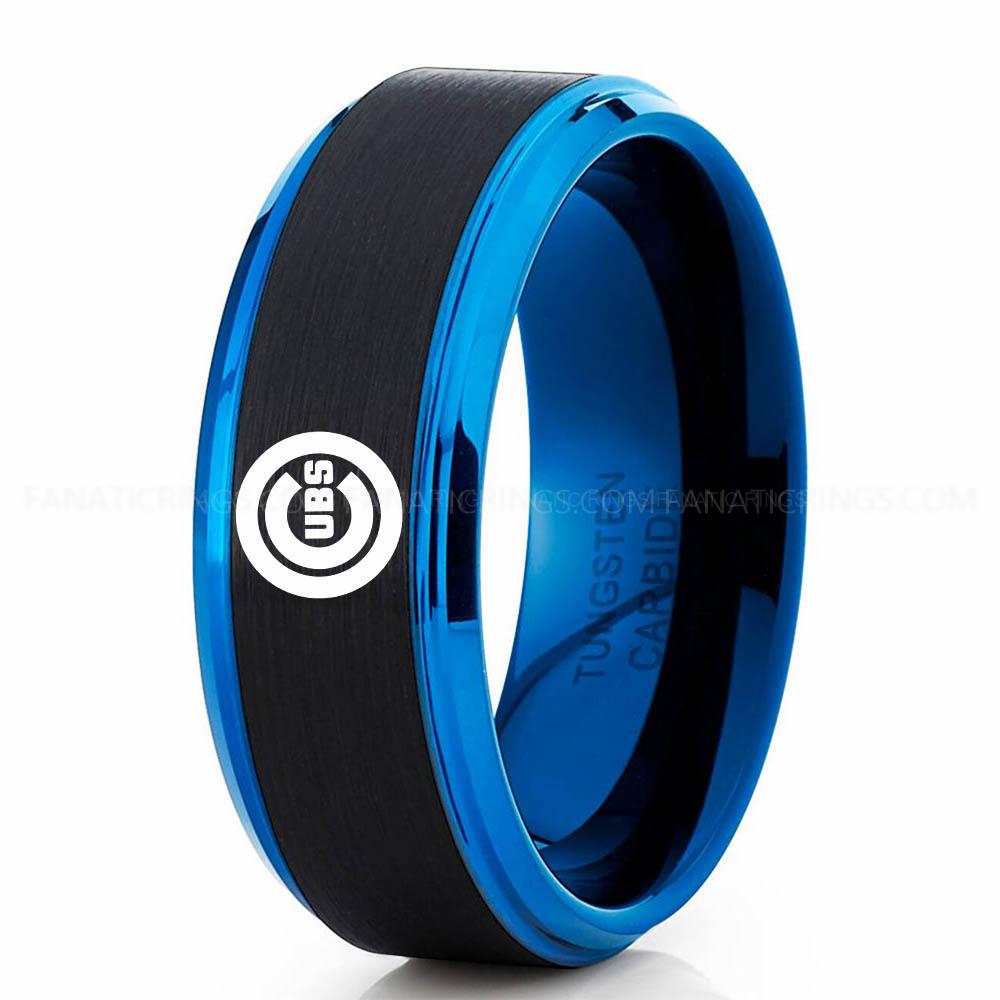 Black Blue 3 Cubs Cubs Ring, Cubs Wedding Ring, Baseball Wedding Ring, Baseball Ring, Black Wedding Ring, Baseball Wedding Band, Baseball Jewelry - Image 1