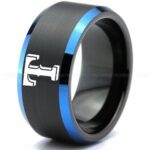 Rangers Ring, Rangers Wedding Ring, Baseball Wedding Ring, Baseball Ring, Black Wedding Ring, Baseball Wedding Band, Baseball Jewelry