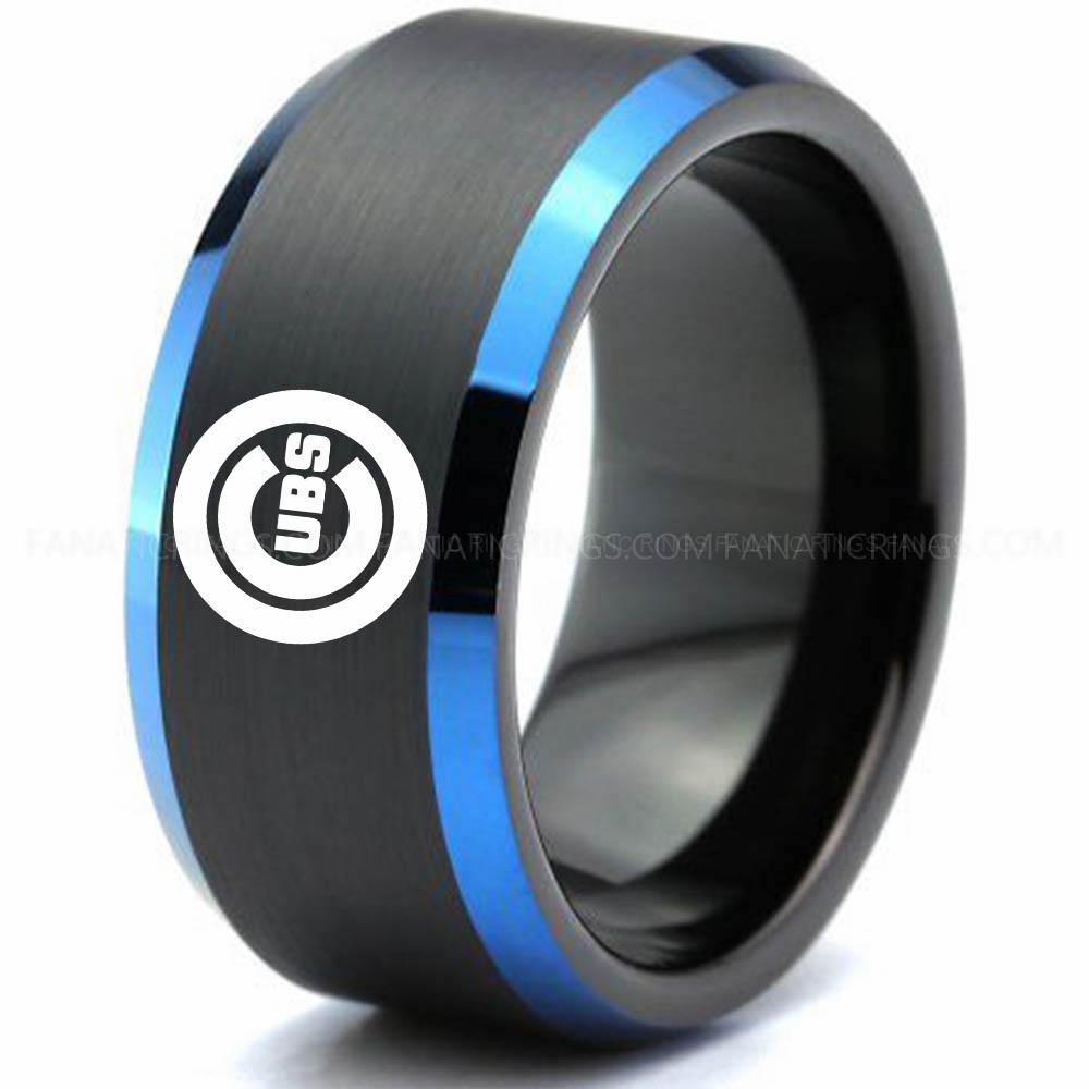 Black Blue Cubs Cubs Ring, Cubs Wedding Ring, Baseball Wedding Ring, Baseball Ring, Black Wedding Ring, Baseball Wedding Band, Baseball Jewelry - Image 1