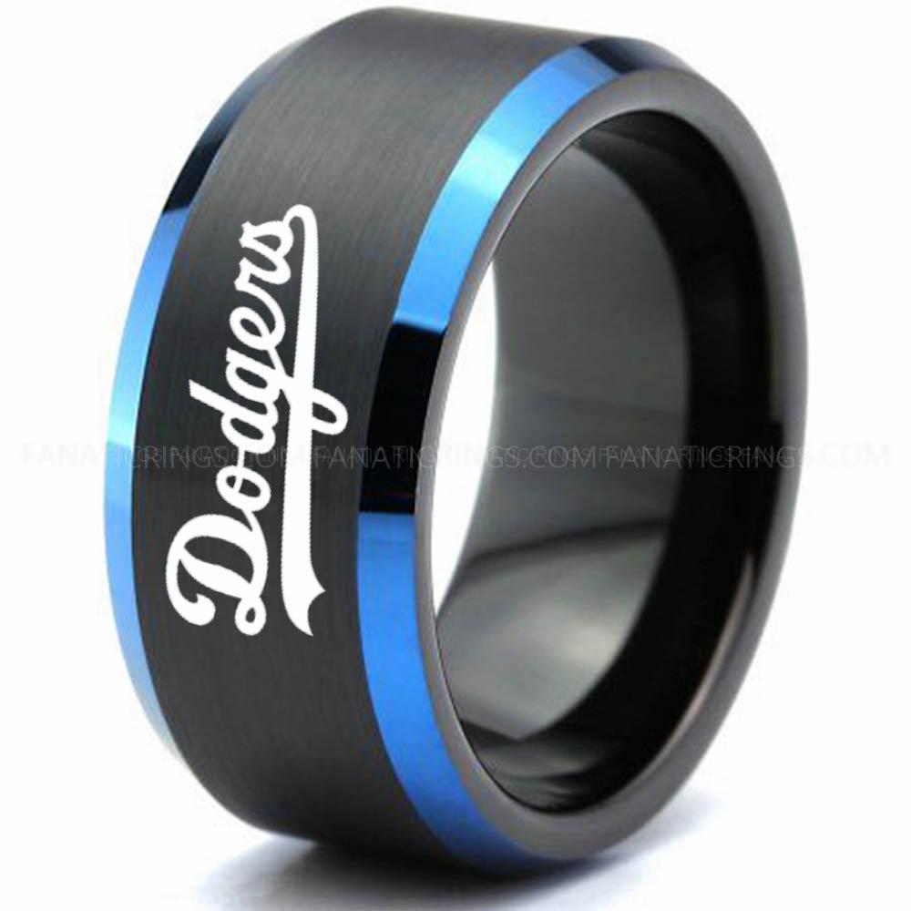 Black Blue Dodgers Dodgers Ring, Black Dodgers Ring, Baseball Wedding Ring, Baseball Ring, Black Wedding Ring, Baseball Wedding Band, Baseball Jewelry - Image 1