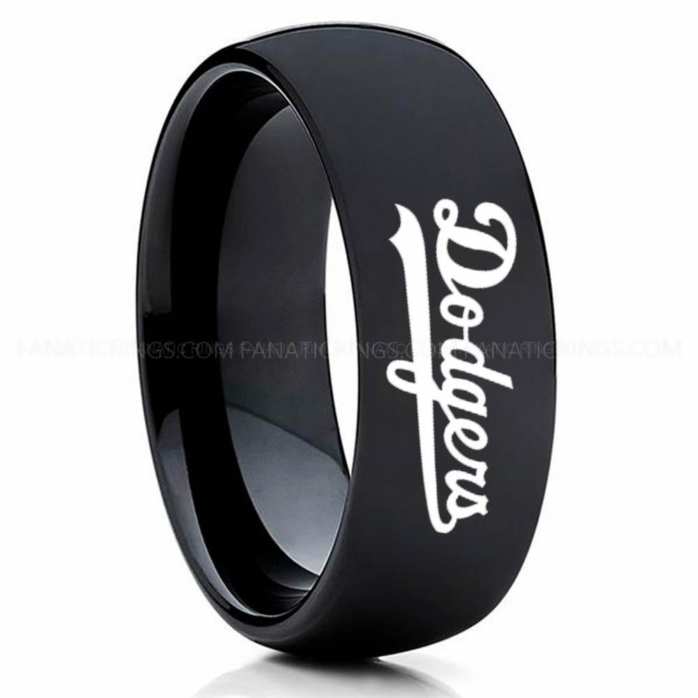 Black Dodgers (1) Dodgers Ring, Black Dodgers Ring, Baseball Wedding Ring, Baseball Ring, Black Wedding Ring, Baseball Wedding Band, Baseball Jewelry - Image 1