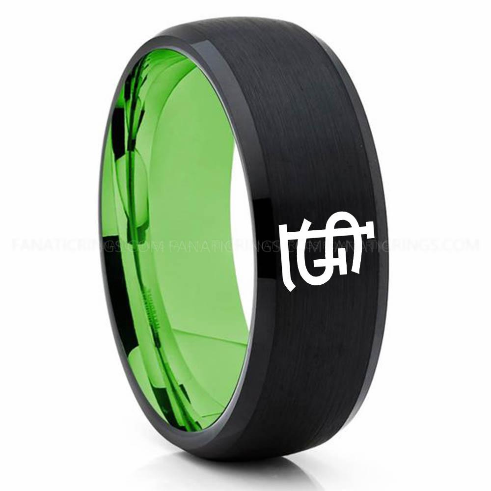 Black Green Cardinals Cardinals Ring, Black Cardinals Ring, Baseball Wedding Ring, Baseball Ring, Black Wedding Ring, Baseball Wedding Band, Baseball Jewelry - Image 1