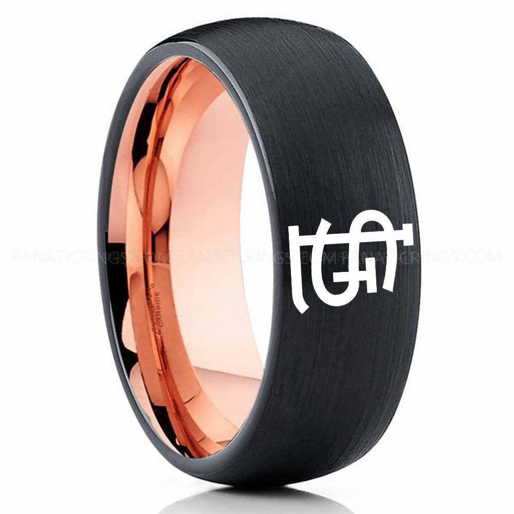 Black Pink 2 Cardinals Cardinals Ring, Black Cardinals Ring, Baseball Wedding Ring, Baseball Ring, Black Wedding Ring, Baseball Wedding Band, Baseball Jewelry - Image 1