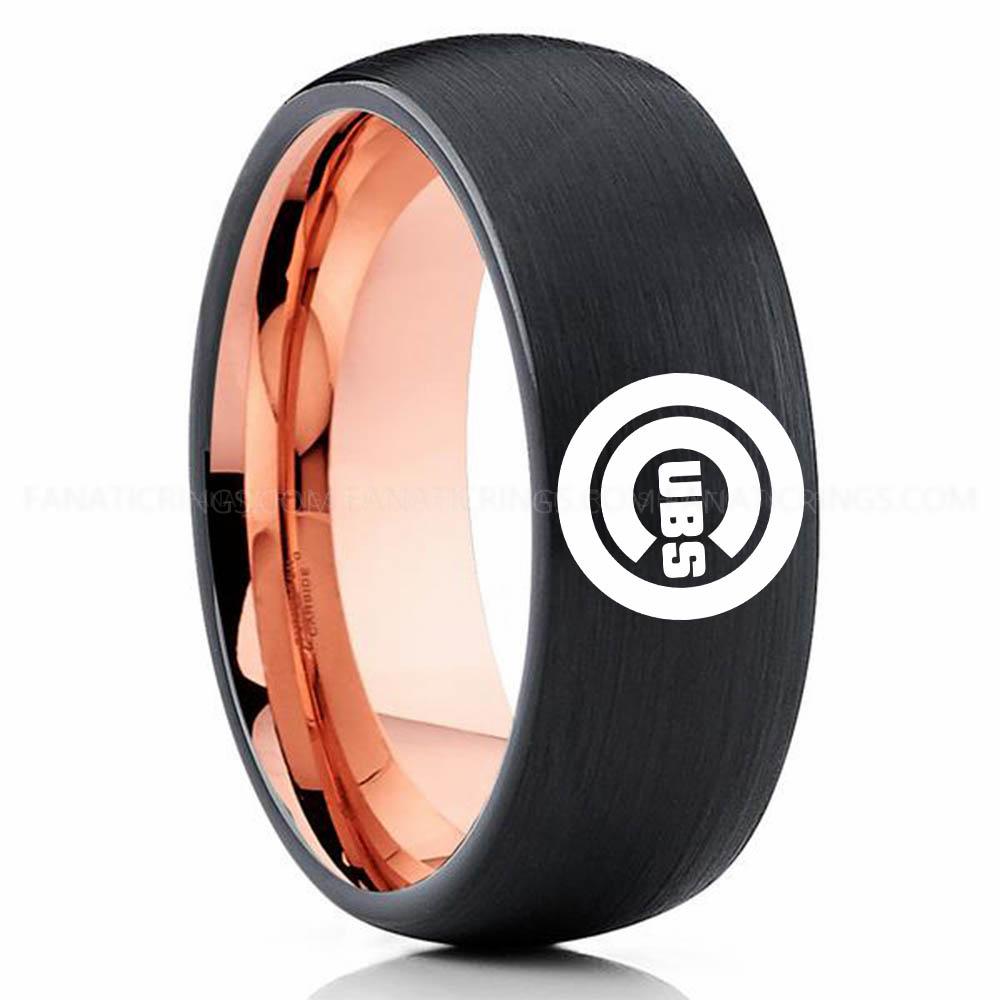 Black Pink 2 Cubs Cubs Ring, Cubs Wedding Ring, Baseball Wedding Ring, Baseball Ring, Black Wedding Ring, Baseball Wedding Band, Baseball Jewelry - Image 1
