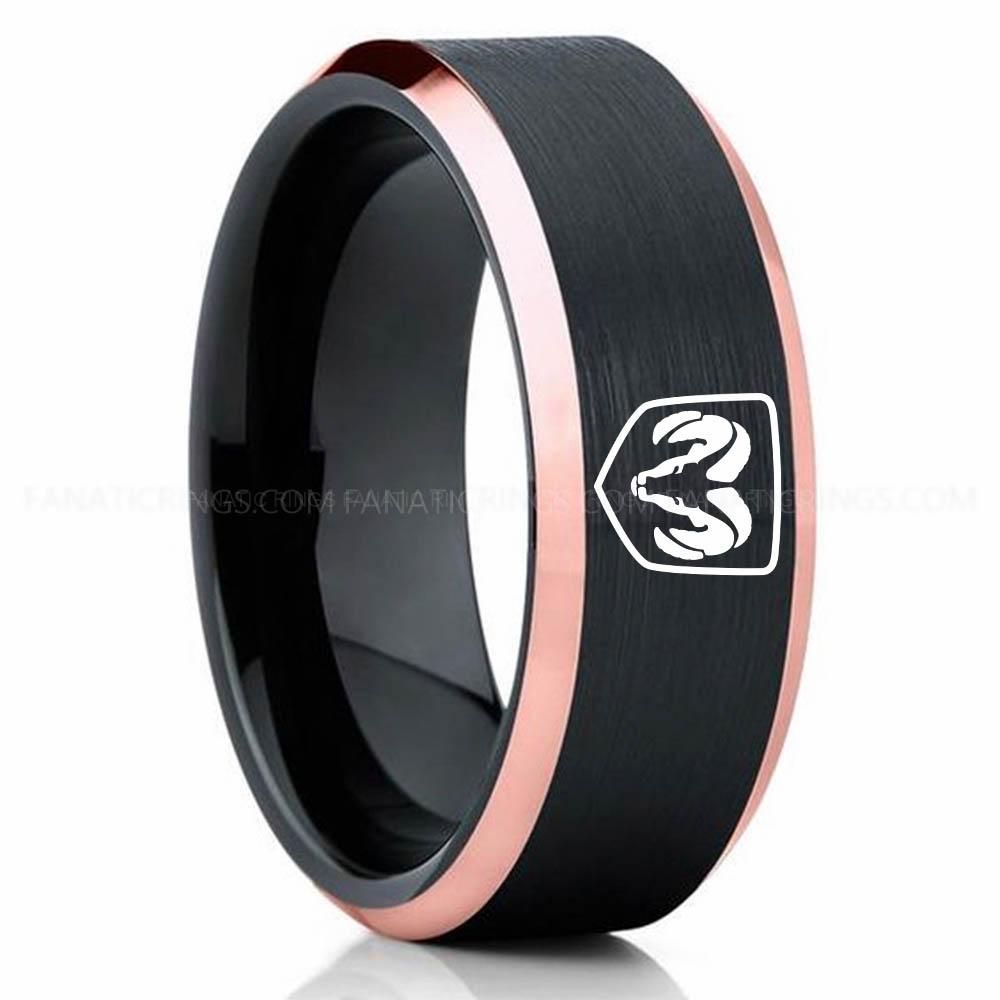 Black Pink RAM (1) Dodge Ram Ring, Black Dodge Ram Ring, Black Tungsten Ring, Truck Ring, Black Wedding Ring, Tungsten Wedding Band, Black Tungsten Wedding Ring - Image 1